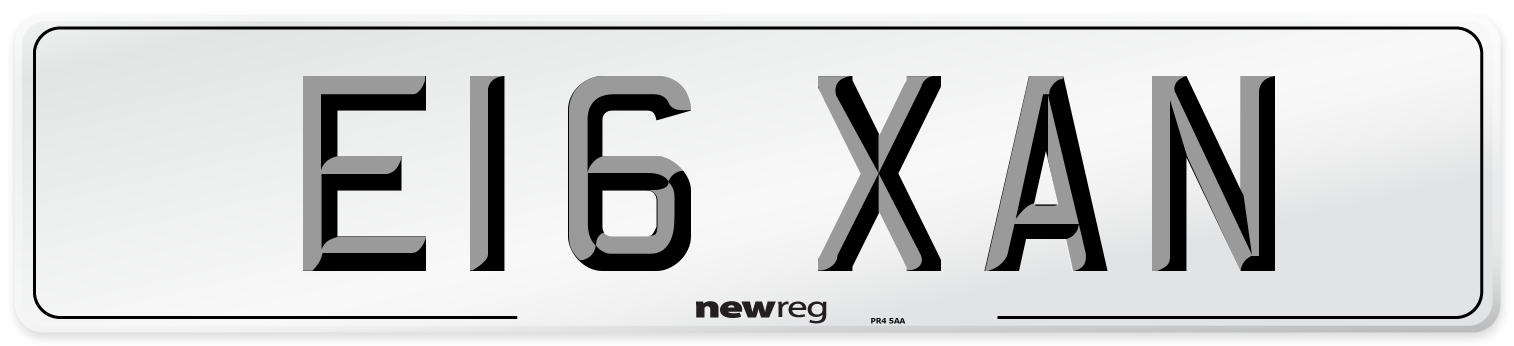 E16 XAN Number Plate from New Reg